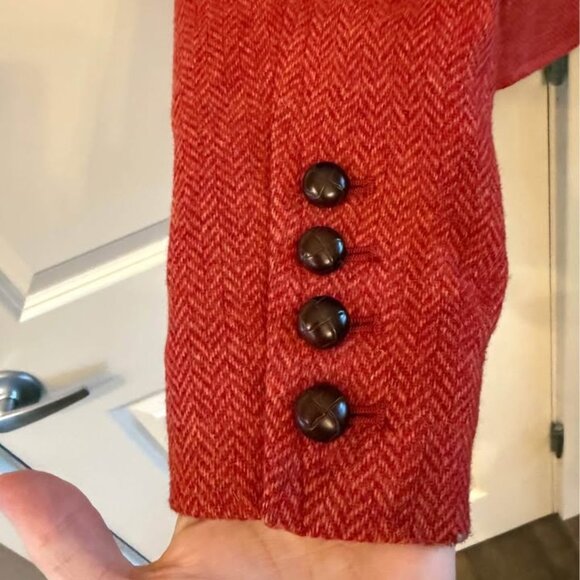 Women LL Bean Herringbone Tweed Wool‎ Rust Blazer-Misses 12 Reg (Runs Small) - Picture 10 of 10